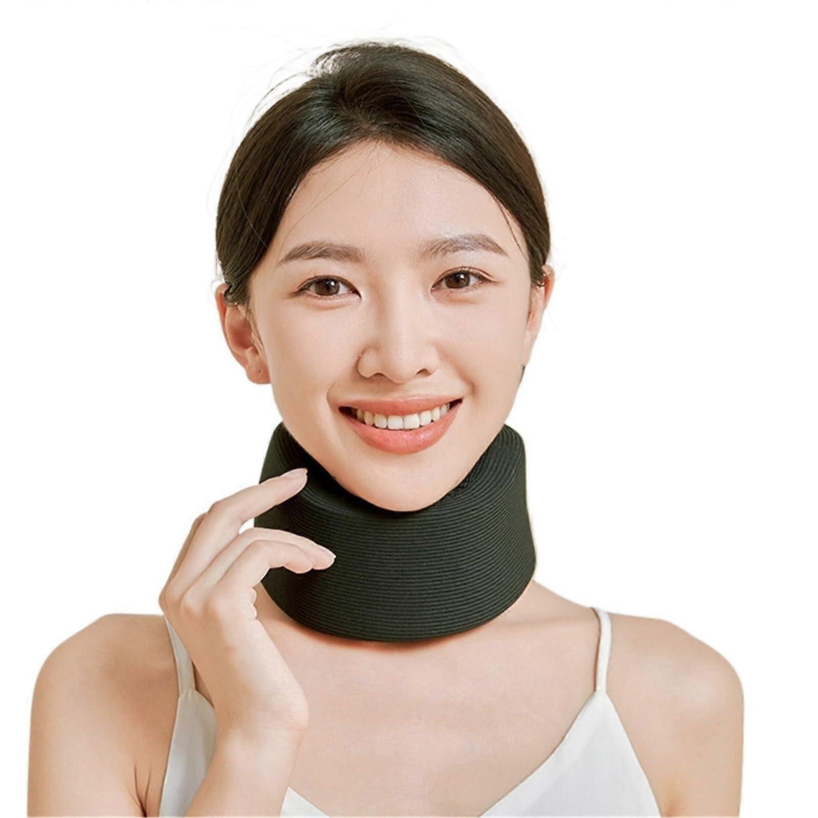 Memory Foam Neck Brace for Pain Relief, Adjustable Soft Cervical Collar, Black Large for Sleep and Daily Use