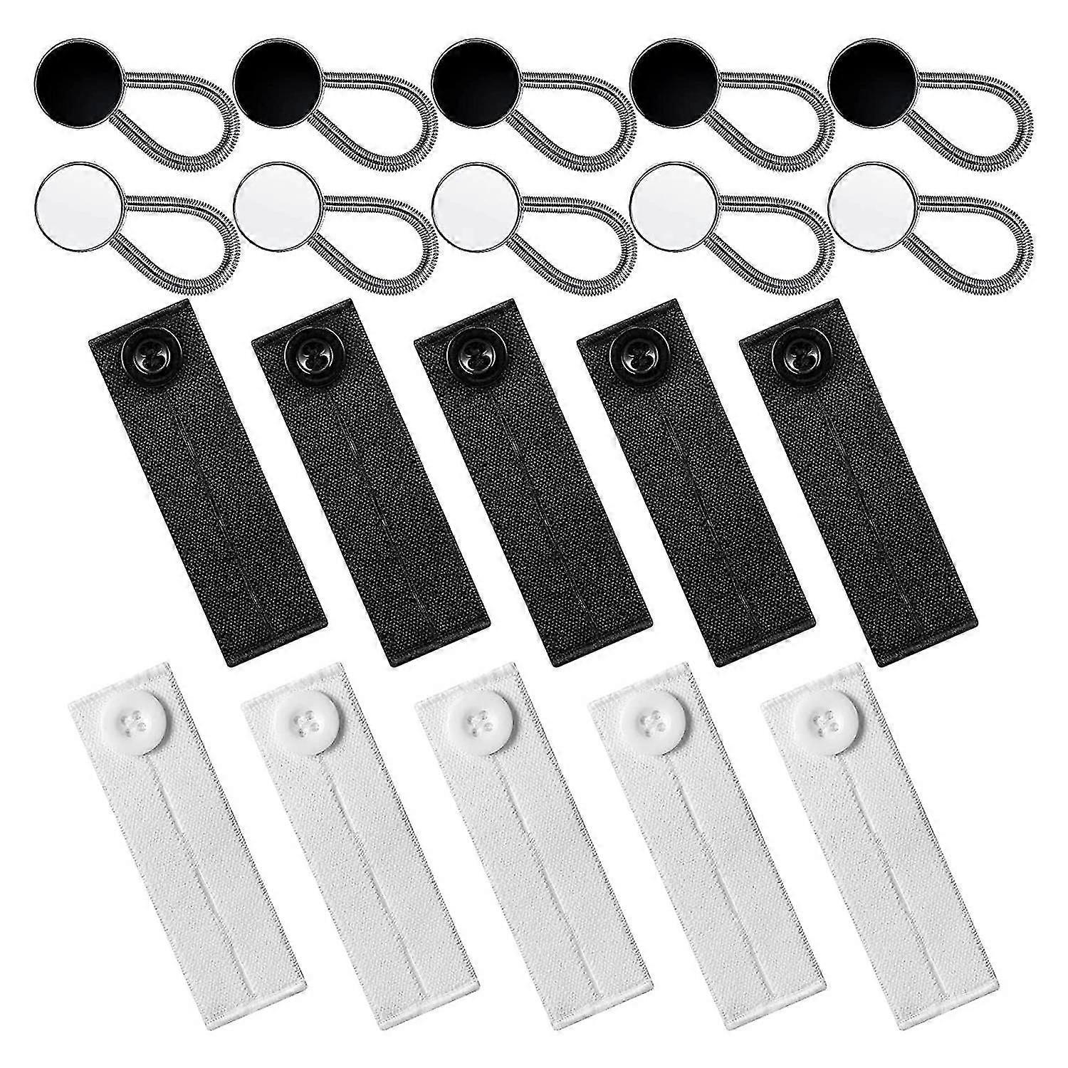 20 Pcs Extender Button Set, 10 Elastic Waist Adjusters for Jeans Comfort