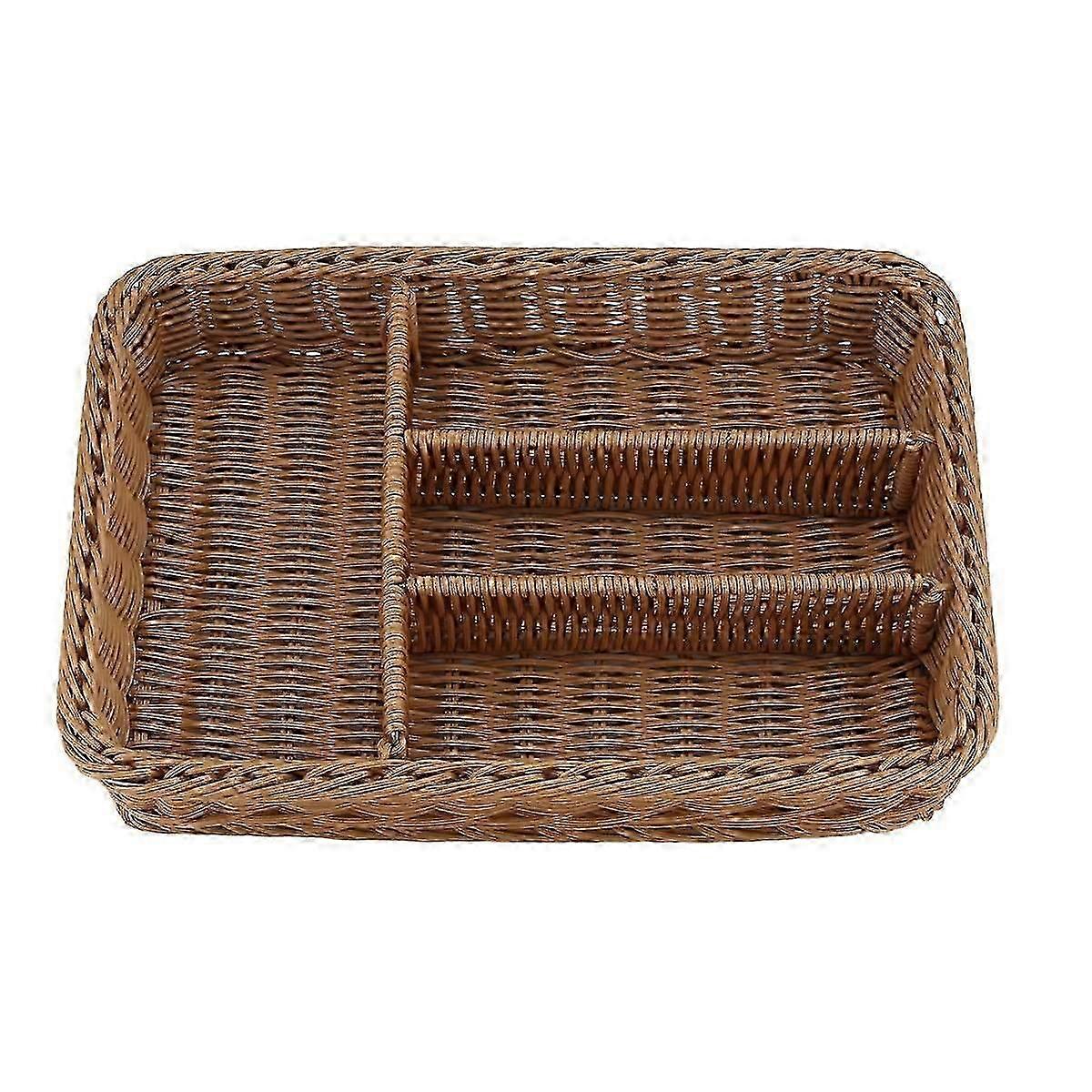 ラタン製カトラリーバスケット カトラリーバスケット収納 カトラリー箸バスケット ラタン製デスクトップ引き出し