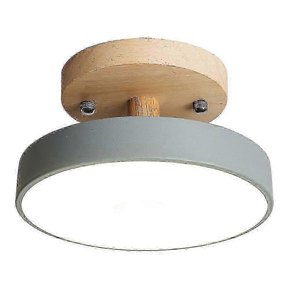 Modern Nordic Style LED Ceiling Light with Wooden Fixture for Indoor Use in Gray