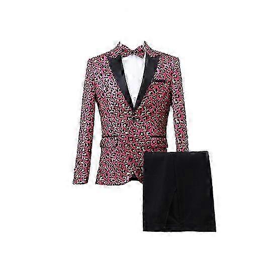 Herren Shiny Pailletten Blazer Anzug