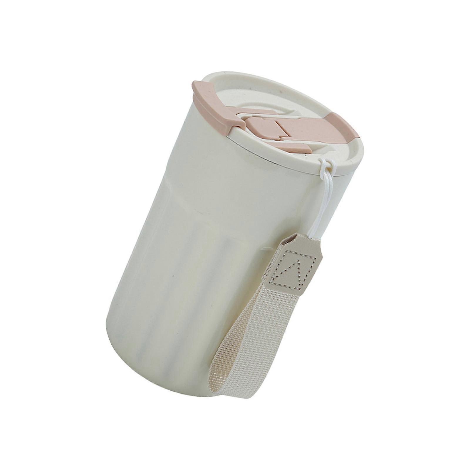 Insulated Stainless Steel Flask Duals Drinking Spouts Water Bottle Portable Ergonomic Handle Beverage Container  Cream white