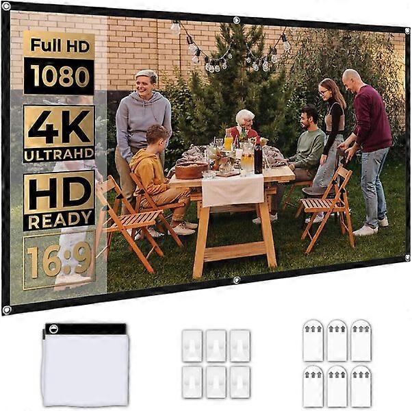 Projector screen, 100-inch foldable, supporting 1080P and 4K