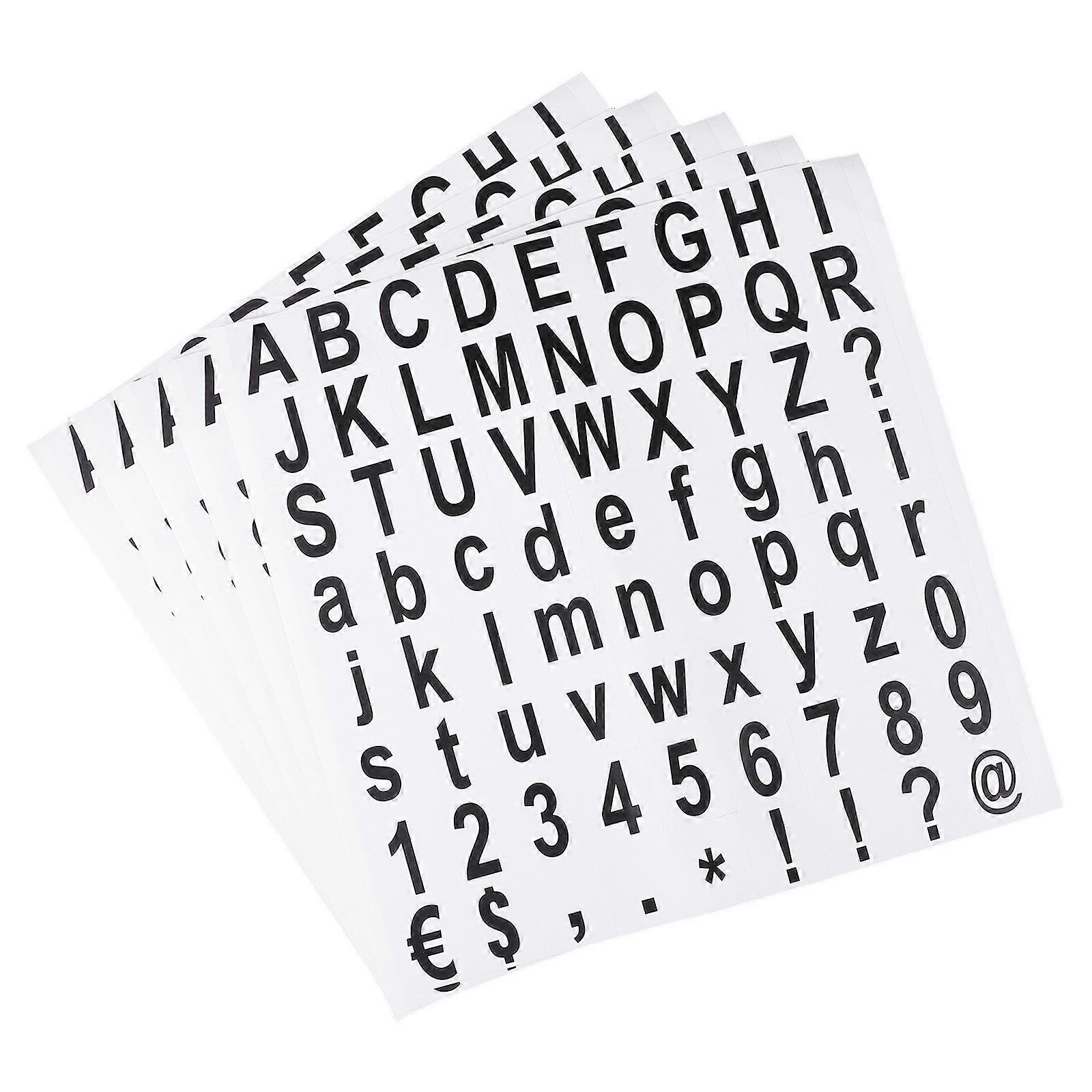 Capital Number and Letter Stickers Square for Card Making Black Paper Labeling 5sheets Per Bag