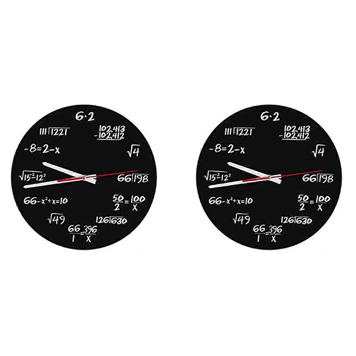 2X Math Wall Clock , Math Formulas Clock Quiz Clock in Black And White Math Equation Clock for Home,