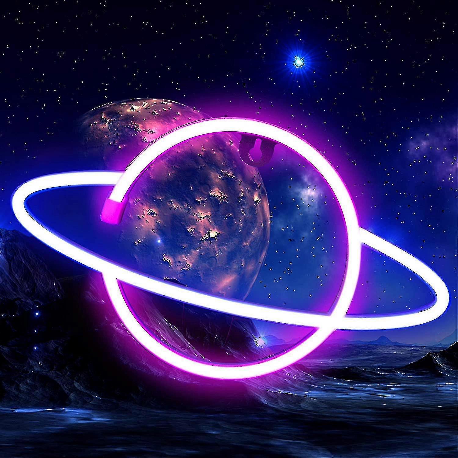 Neon Signs Planet Lights For Bedroom Wall Decor Battery & Usb Powered Aesthetic Led Neon Light