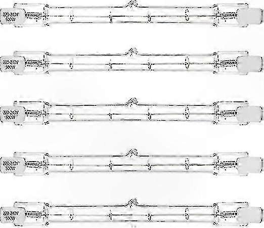 5-Pack 500W R7s Linear Halogen Bulbs, Double-Ended J-Type Security Light, 118mm Length