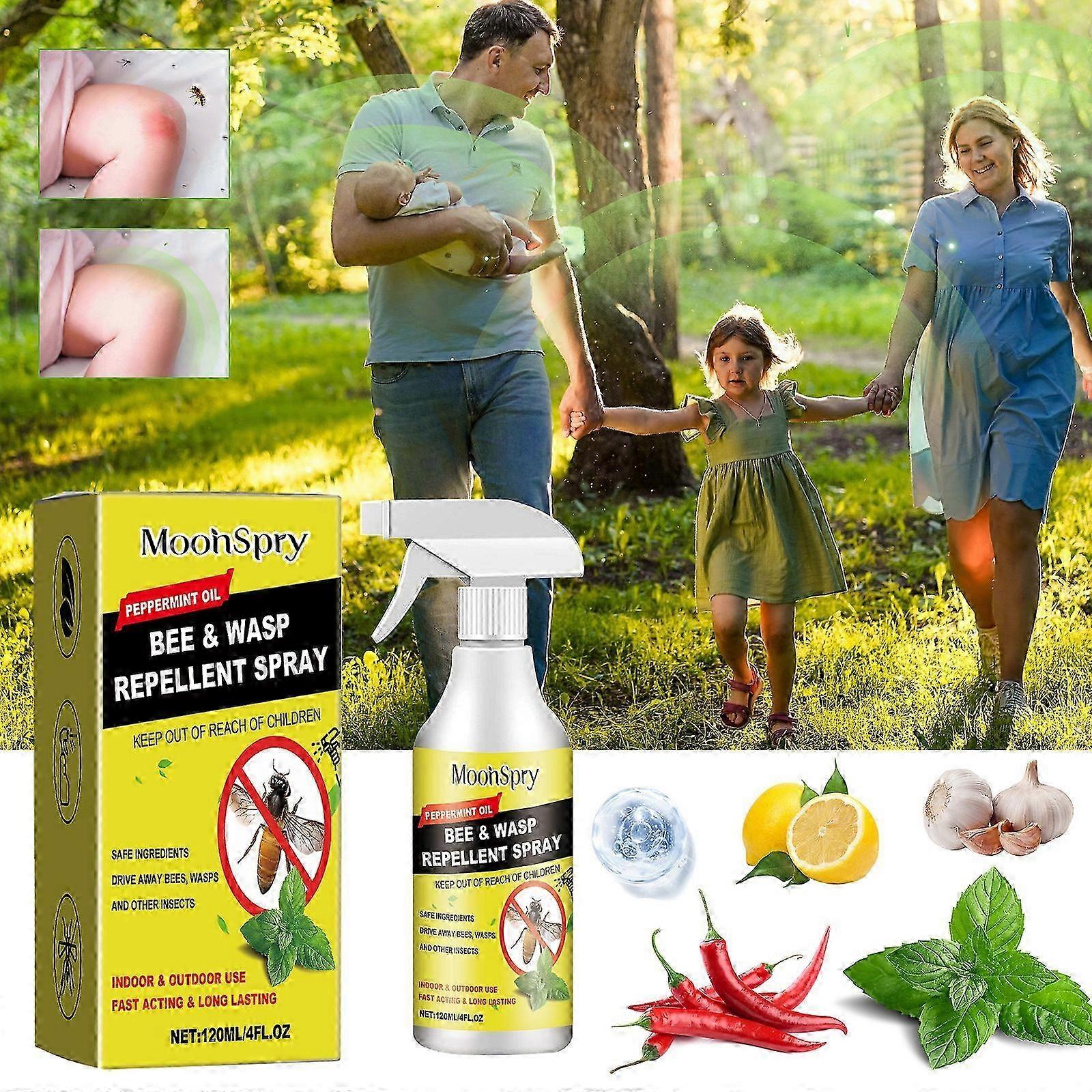 Bee Wasp Repellent Spray, Wasp Spray With Natural Plant-based Peppermint Oils Bee Spray, Repellent Bug And Wasps For Patios, Gardens, And Yards