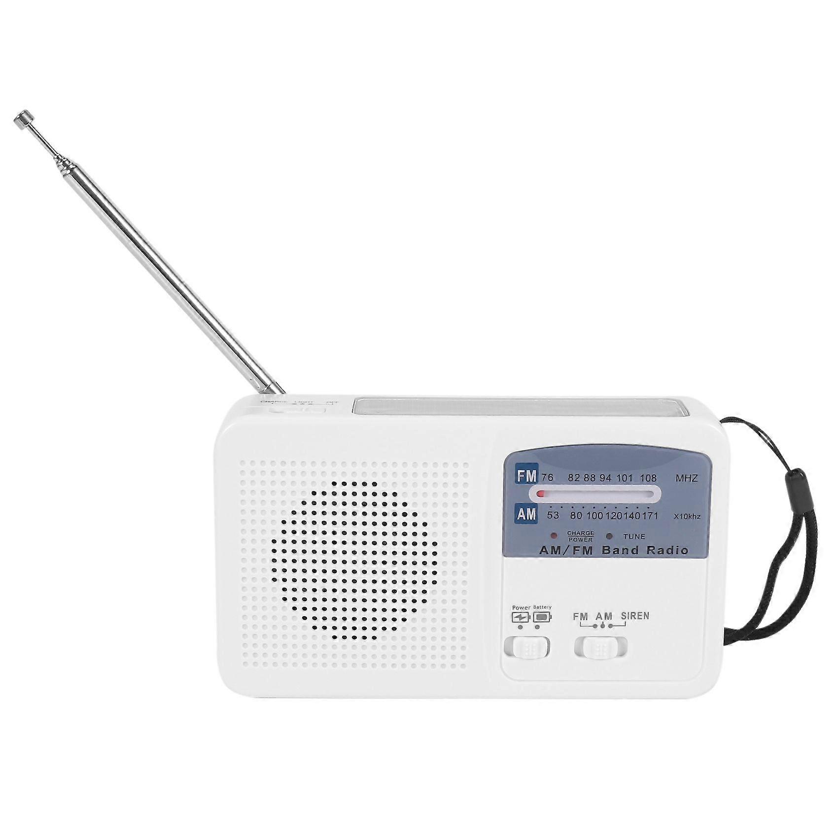 Emergency Radio with Solar and Hand Crank Self Powered, Battery USB Recharging FM/AM Radio LED Flas