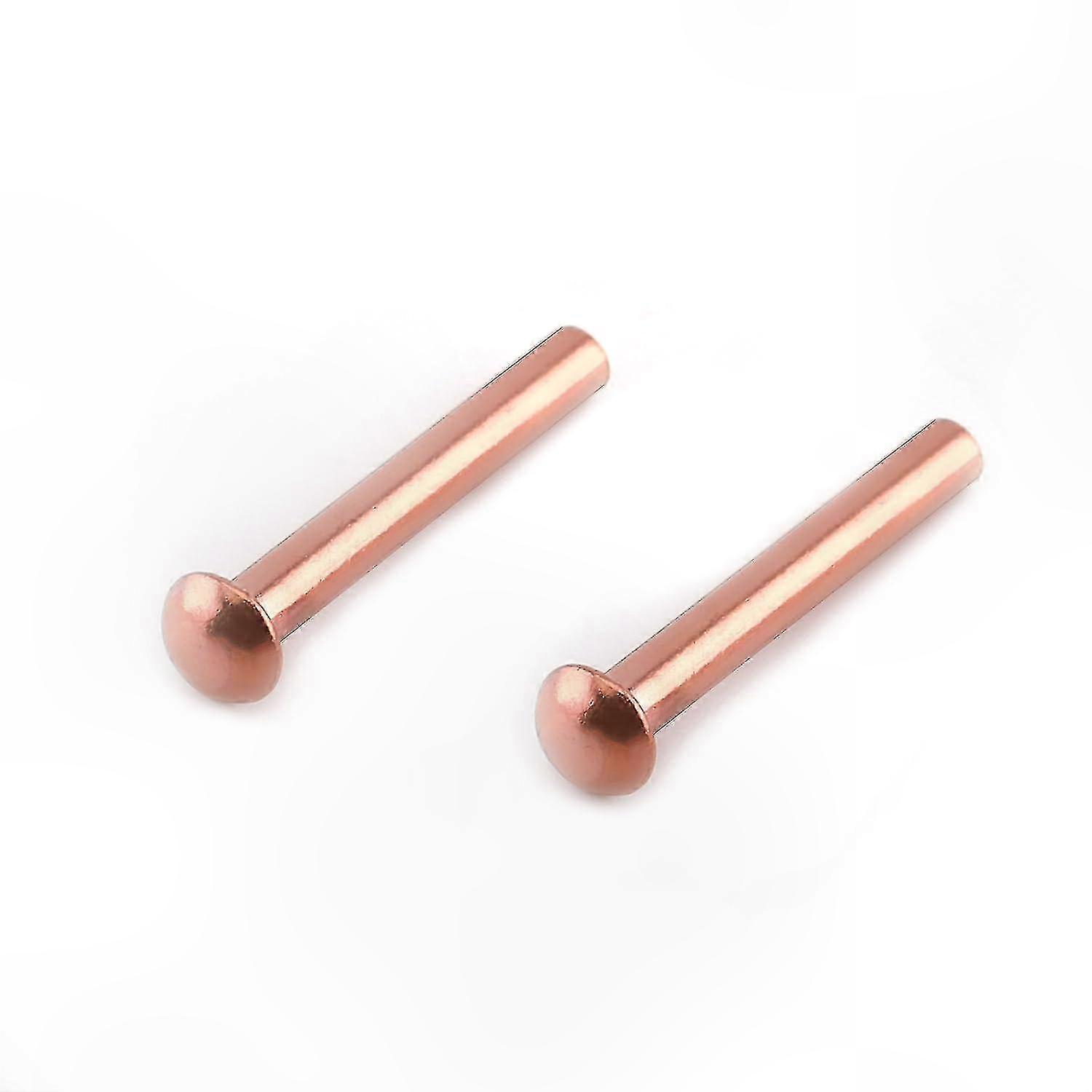 50 Pieces T-Shaped Round Head Solid Copper Rivets M4 Fasteners for Electrical Use