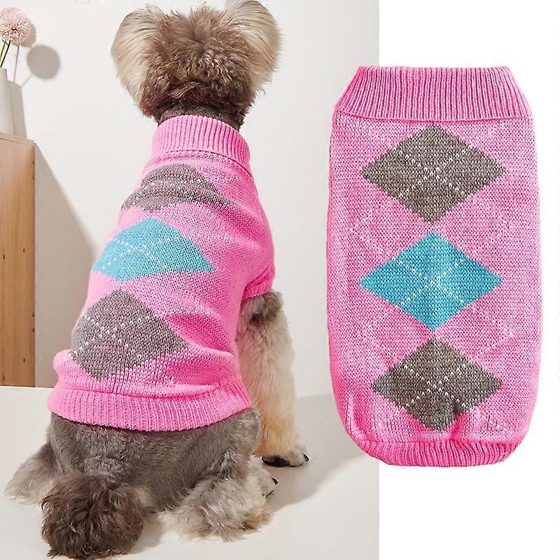 Pet sweater autumn and winter style medium high collar design high elastic soft and comfortable colorful square solid color dog cat clothes