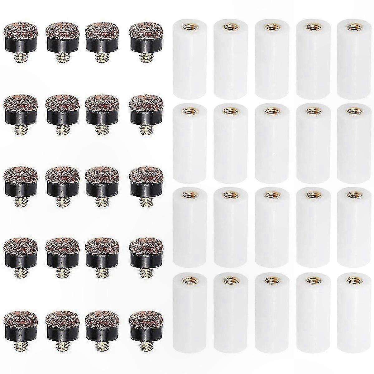 Billiard Cue Tips Replacement Set with Ferrules for Pool Sticks - 12mm Screw-On Tip Accessories (20 Pack)