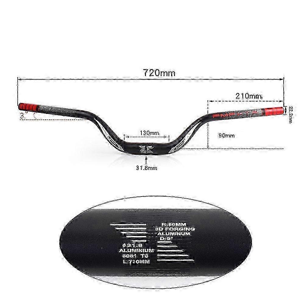 MTB Heightened risers Handlebar Crossbar With Large Angle Swallow Shaped Handlebar 720/780mm Biker Cycling Part
