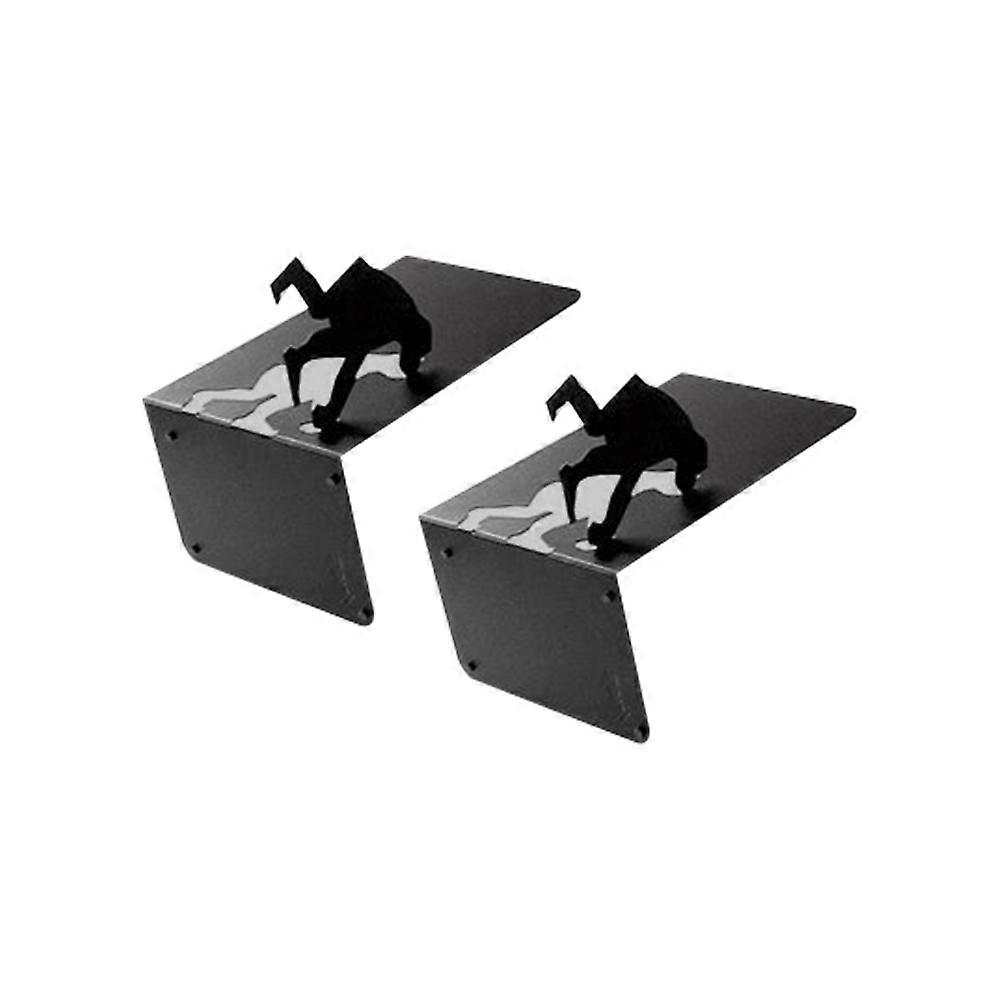 Black Iron Bookend Book Stopper for Shelves Creative 2Sets