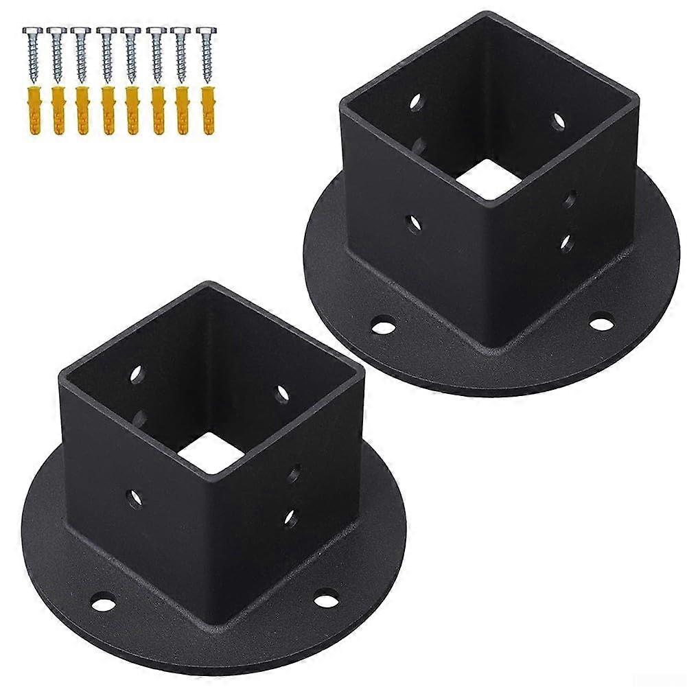 Fence Pole Base Brackets 2x2 Inch Square Post Flange Base Kit For Pergola Posts Universal Bracket Set