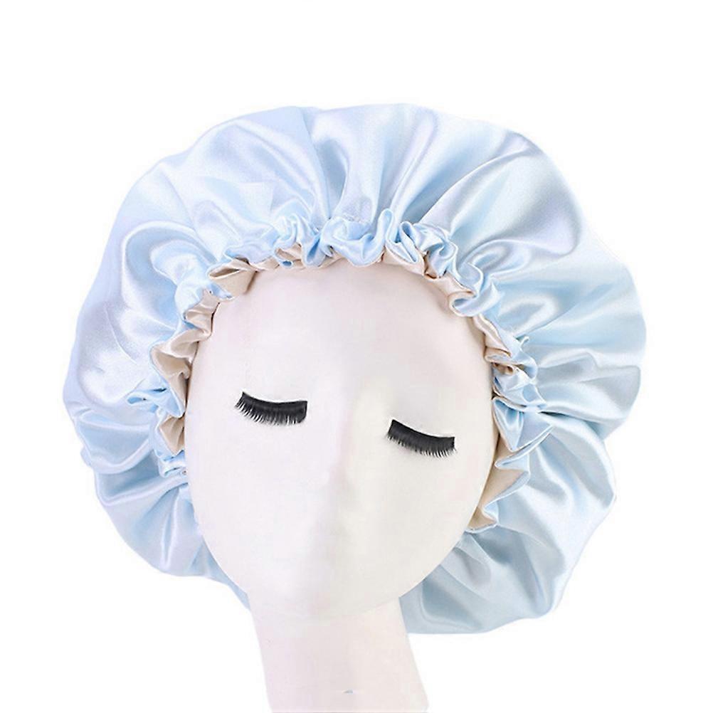 Blue Perm Hat for Sleeping Use Double Layer Creative Sleeping Hat