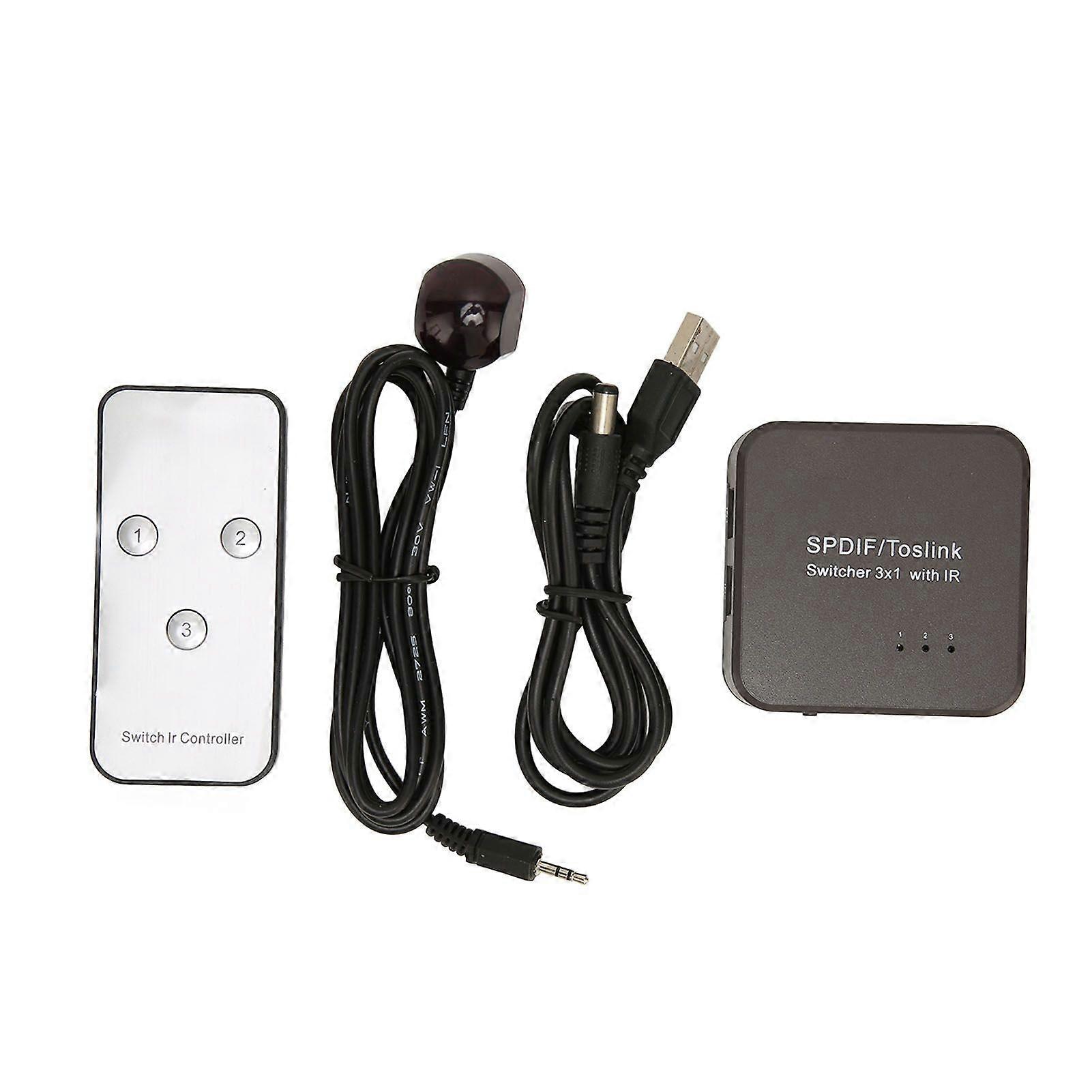 Digital Optical Sound Switch 3 in 1 Out Digital SPDIF Sound Splitter with Remote Control