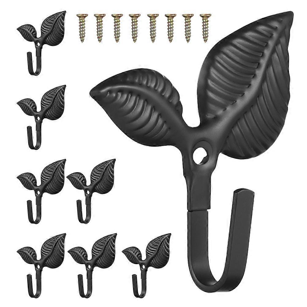 Decorative Iron Hooks Wall Mounted Towel Hook 8Pcs Leaf Design for Bathroom