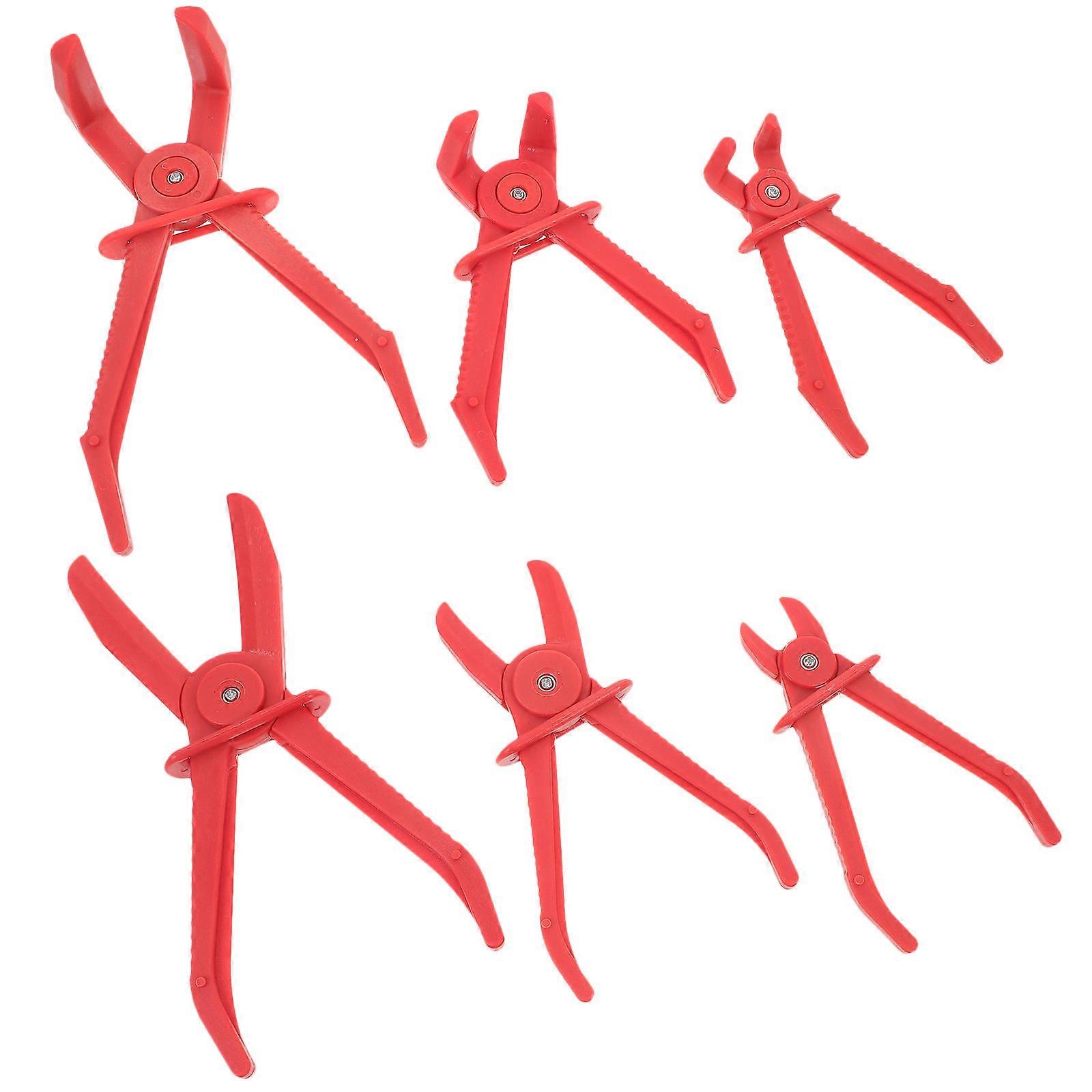 Soft Tube Clamp Pliers Hose Clamp Tool for Mechanics 6Pcs Set Red