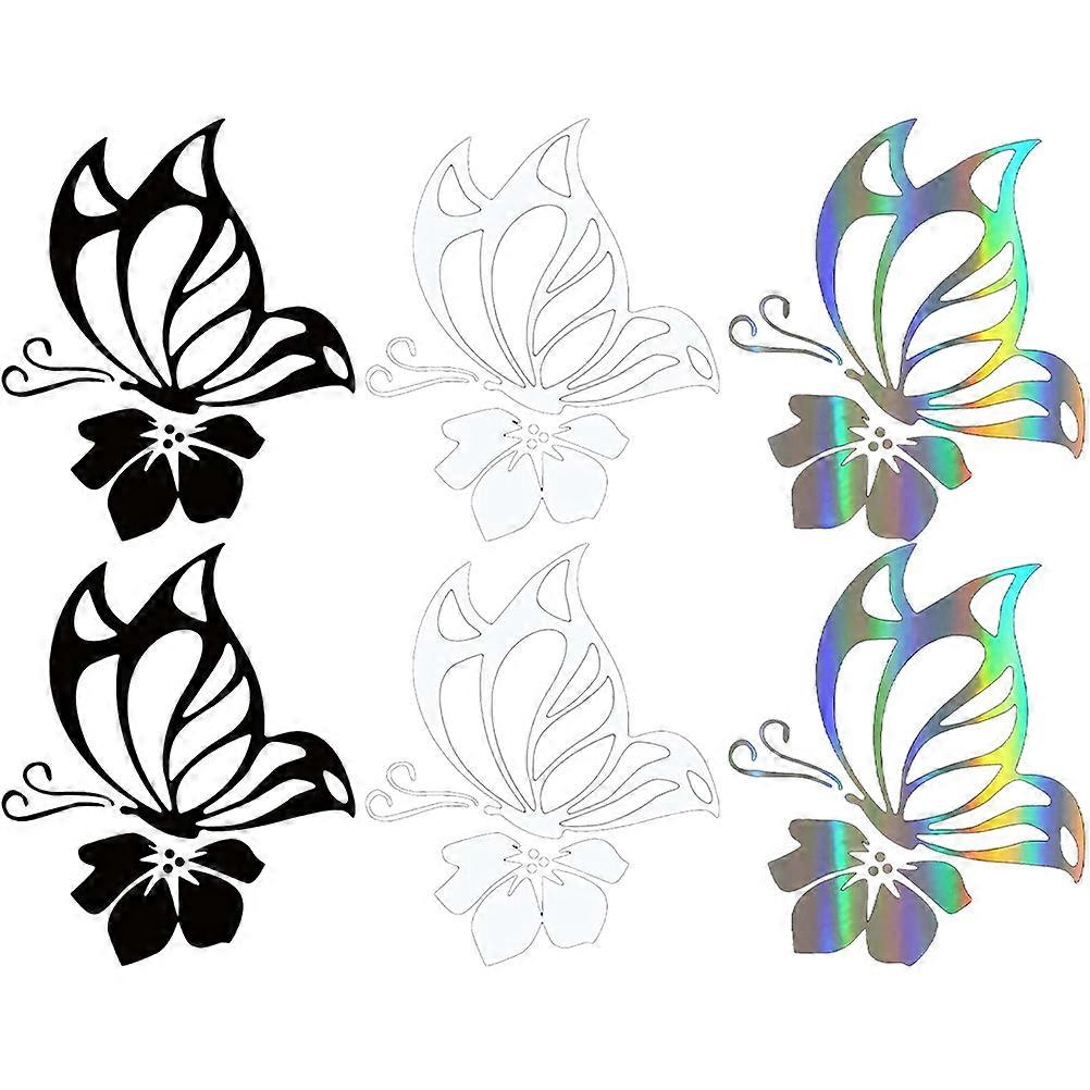 Reflective Car Stickers Flowers Butterfly for Decoration 6Pcs Waterproof Decals