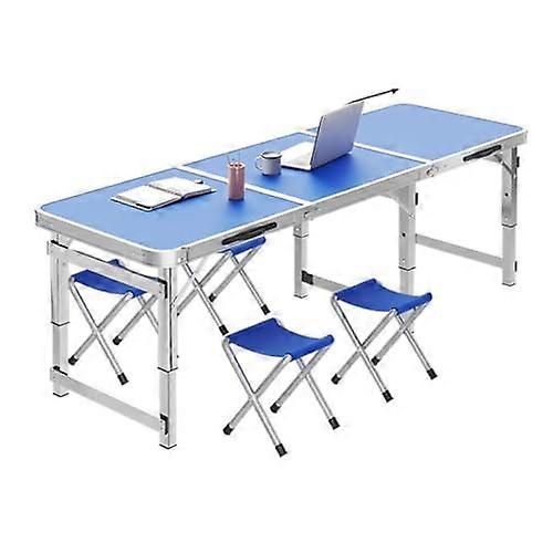 Large Adjustable Height Aluminum Camping Table Set With Foldable Stools Portable Picnic Table For Outdoor Gatherings