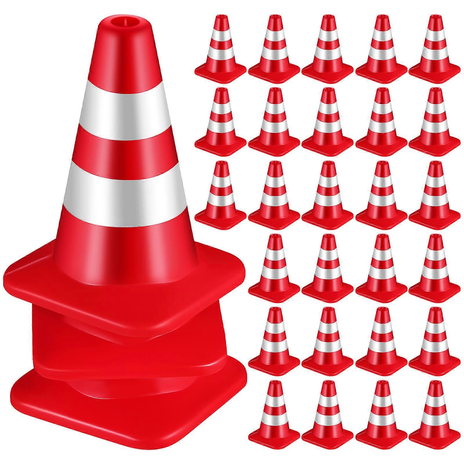 30 Pcs Mini Traffic Cones For Young Children Engineering Construction Ornaments Red Pretend Play Simulation Model