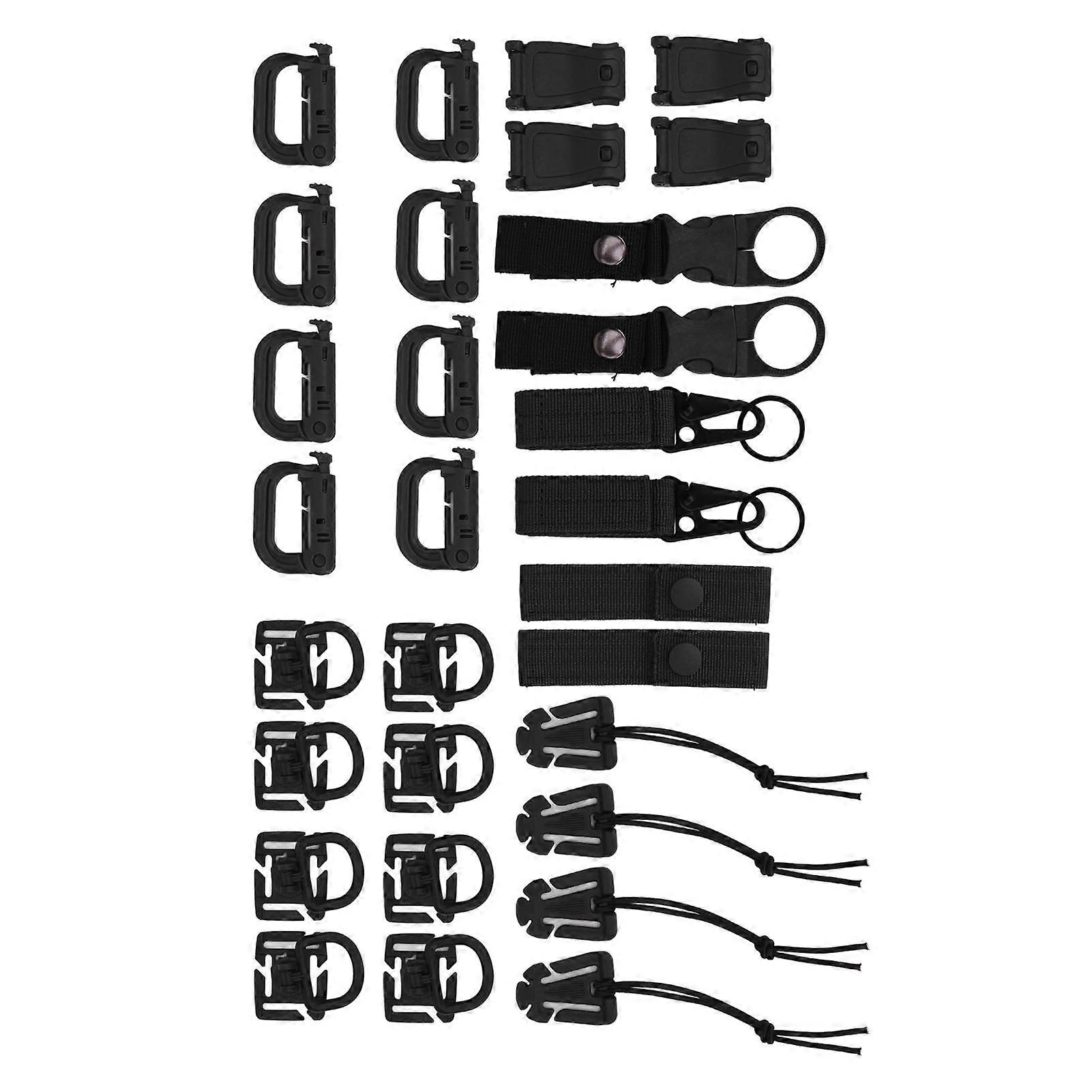 30 Pcs Black Nylon D Buckle Molle Attachments for Backpack