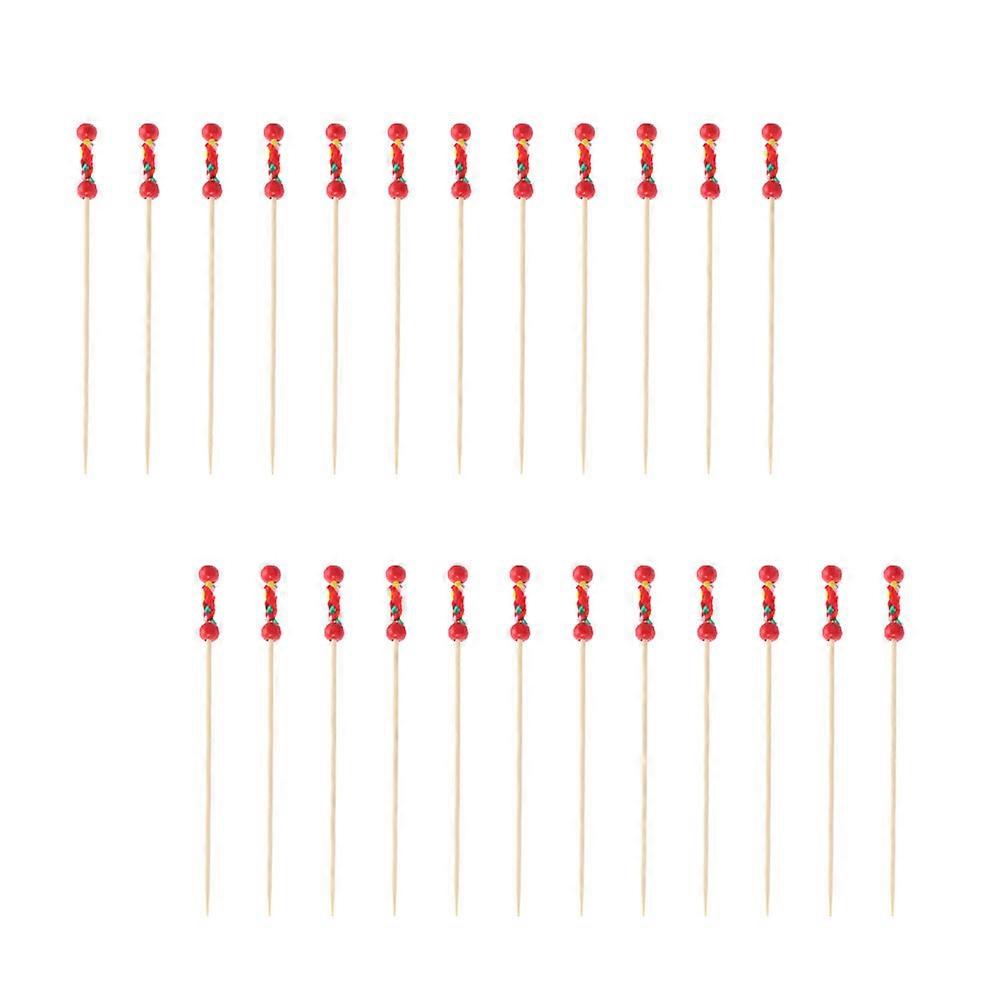 Creative Fruit Picks Bamboo Toothpicks for Decoration 200Pcs Red