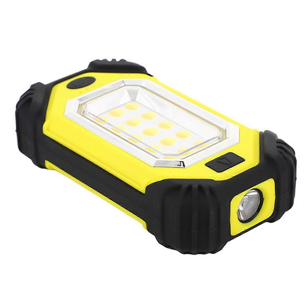 Portable LED Work Light with Double Magnets Adjustable Rechargeable Flashlight for Charging Mobile Yellow