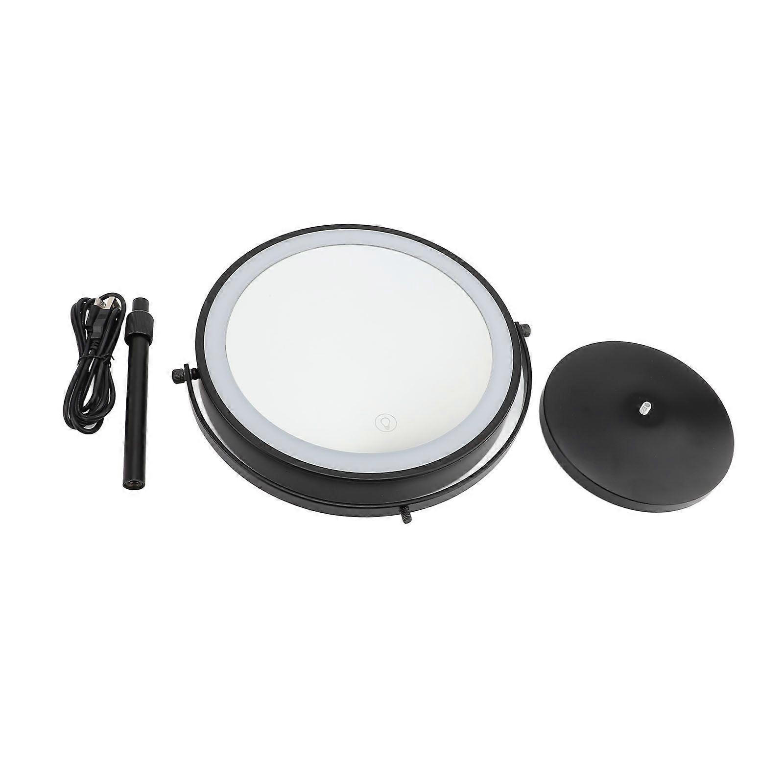 Lighted Makeup Mirror 22cm Adjustable Height Double Sided Magnifying Vanity Mirror with 3 Color LED Lights Black 10X