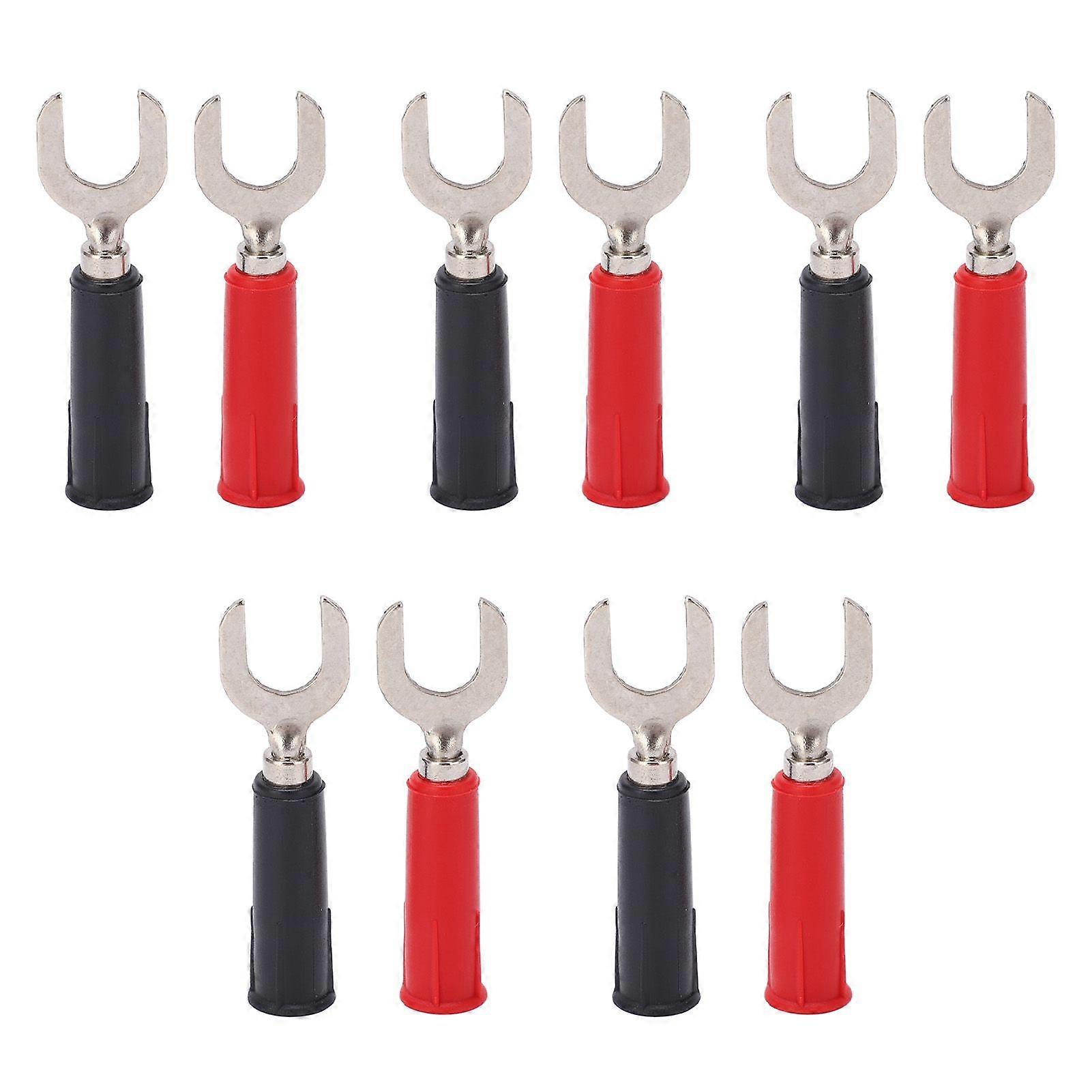 10pcs Fork Spade Wire Connectors PVC Brass Material 8mm/0.3in Y Type 4mm/0.2in Hole U Type Banana Plug 30Vac60Vdc