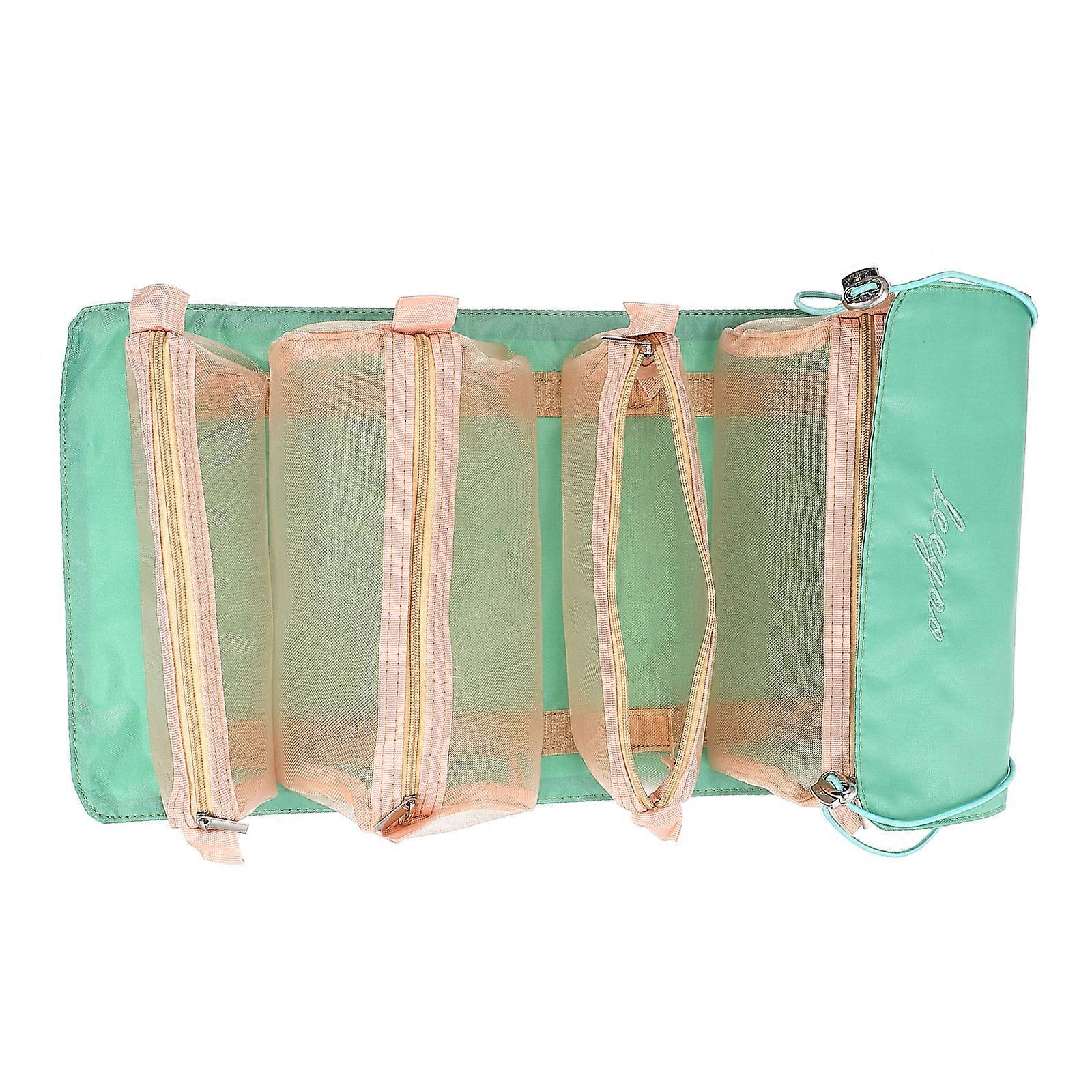 Green Portable Toiletry Bag for Storage Use 8Pcs Roll Up Makeup Pouch