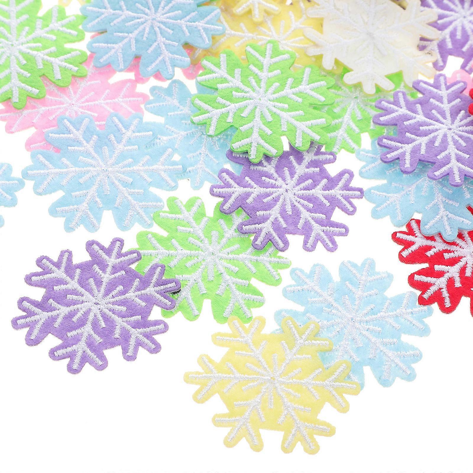 Christmas Snowflake Cloth Appliques for Decoration 60Pcs Assorted Color