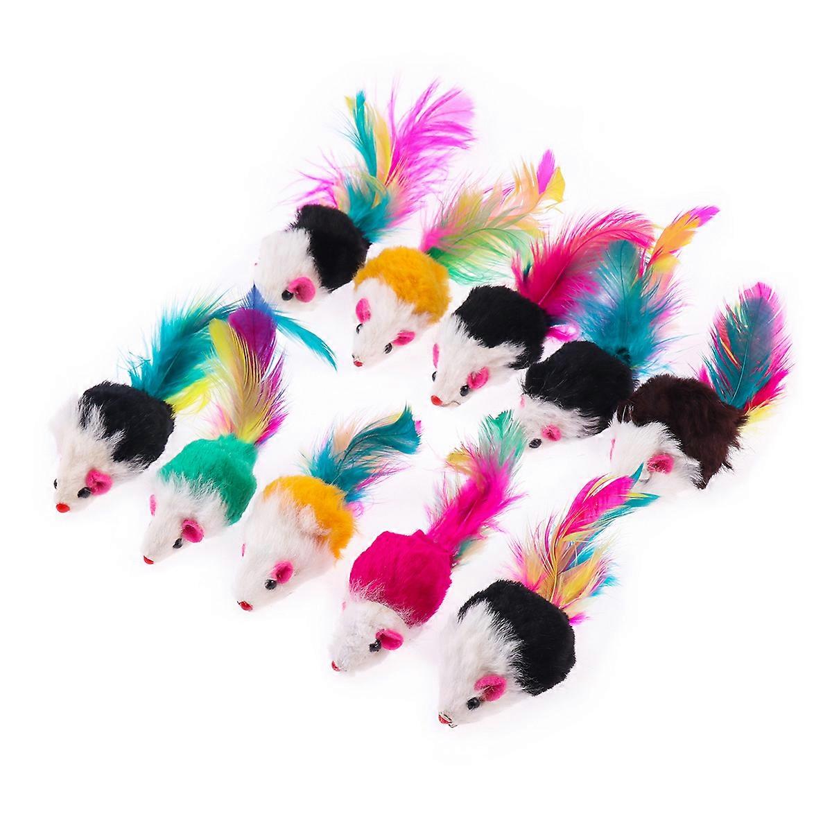Hide Mouse Cat Toy Ueetek Furry Mice Stimulate Instincts Plush 10Pcs