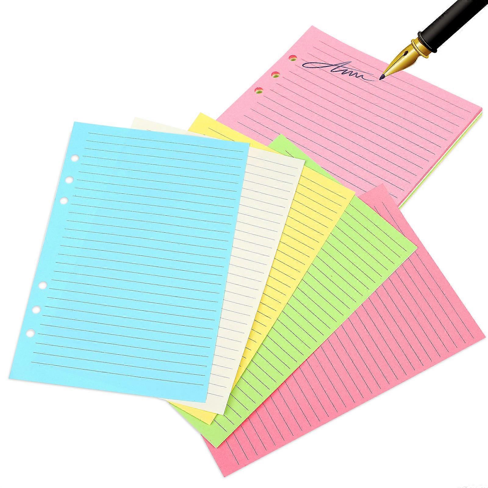 Assorted Color A5 Planner Refill Paper 6-Hole Binder Loose Leaf Sheets Ideal for Students Staff 150 Pcs
