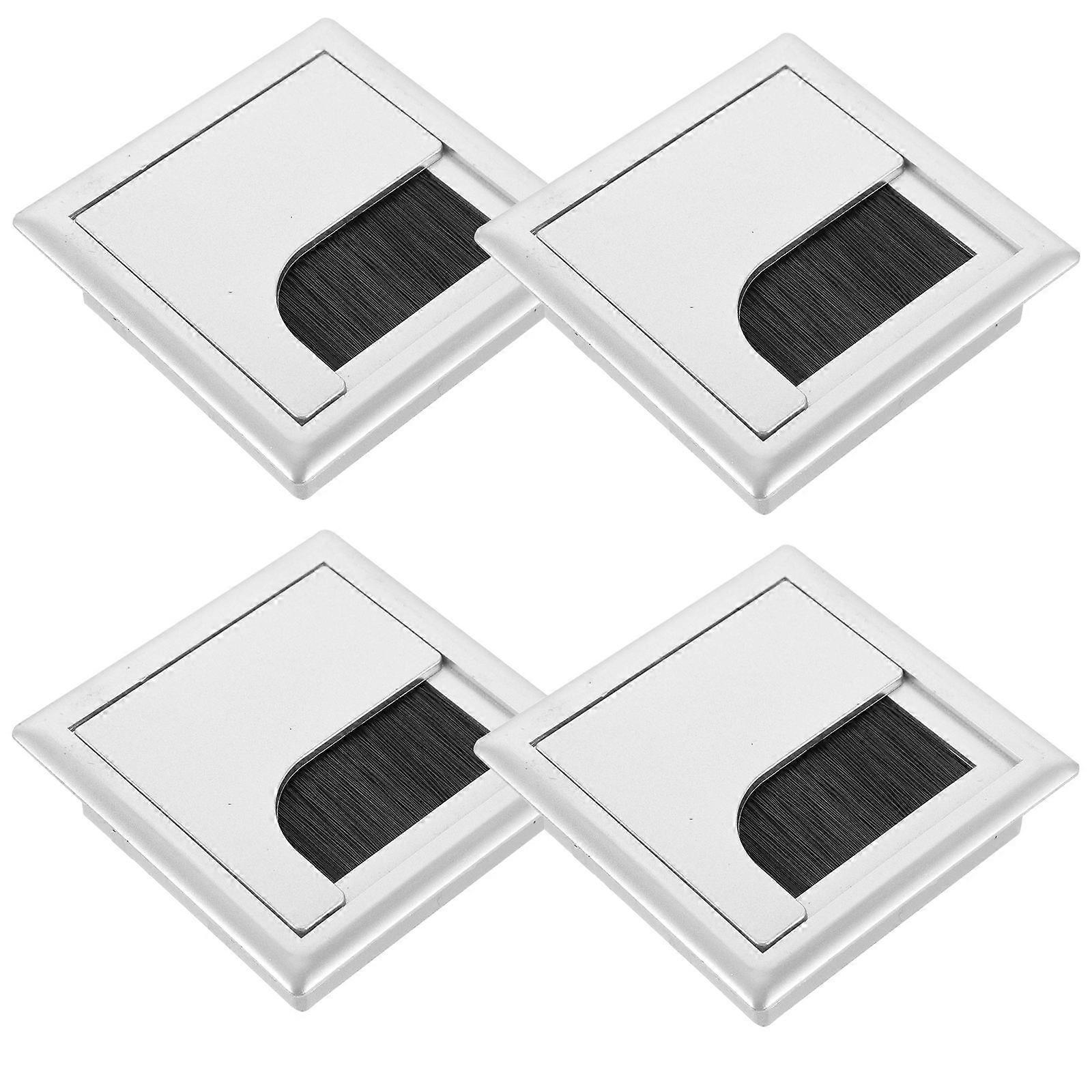 8 Pcs Desk Wire Hole Cover Square Desk Grommets Plastic Cable Management Silver Color for Office and Home Settings