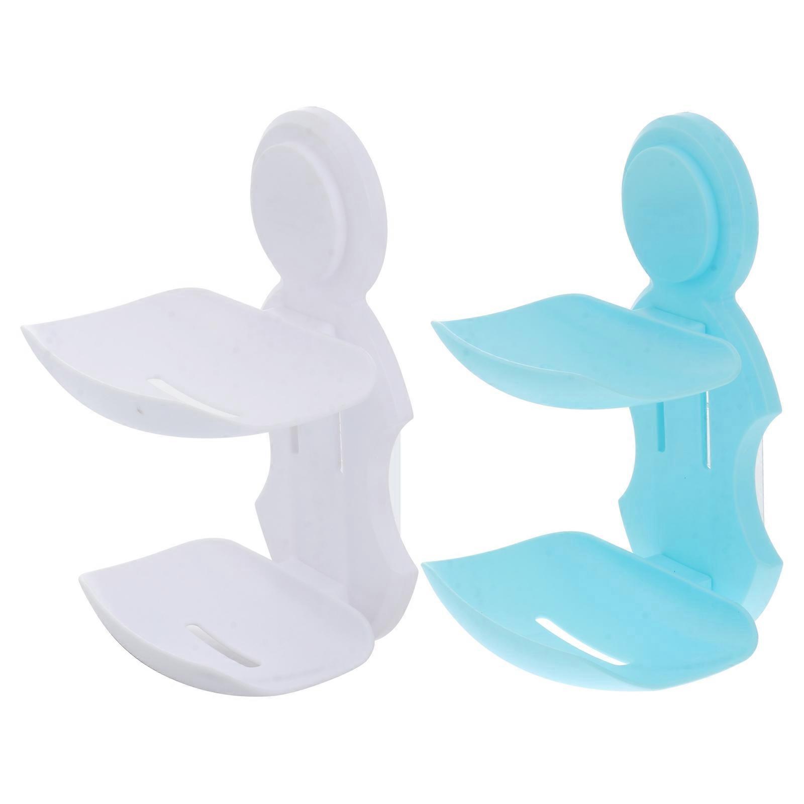 Soap Rack Double Layers Soap Shelf for Storage 2Pcs Wall-Mounted Holder