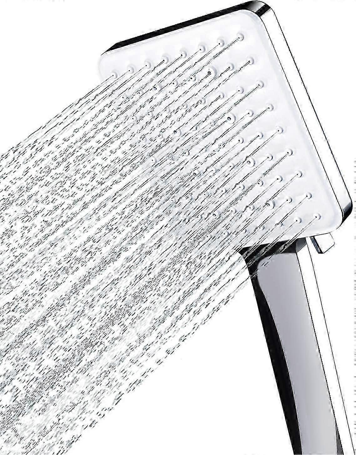 High-Pressure Square Chrome Shower Head with 6 Modes & One-Hand Control