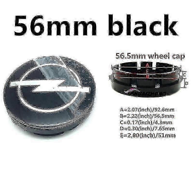 4件欧宝 56mm 59mm 60mm 64mm 68mm 汽车轮毂盖 黑色 银色轮辋盖 汽车标志徽章徽章零件配件 Wigslar