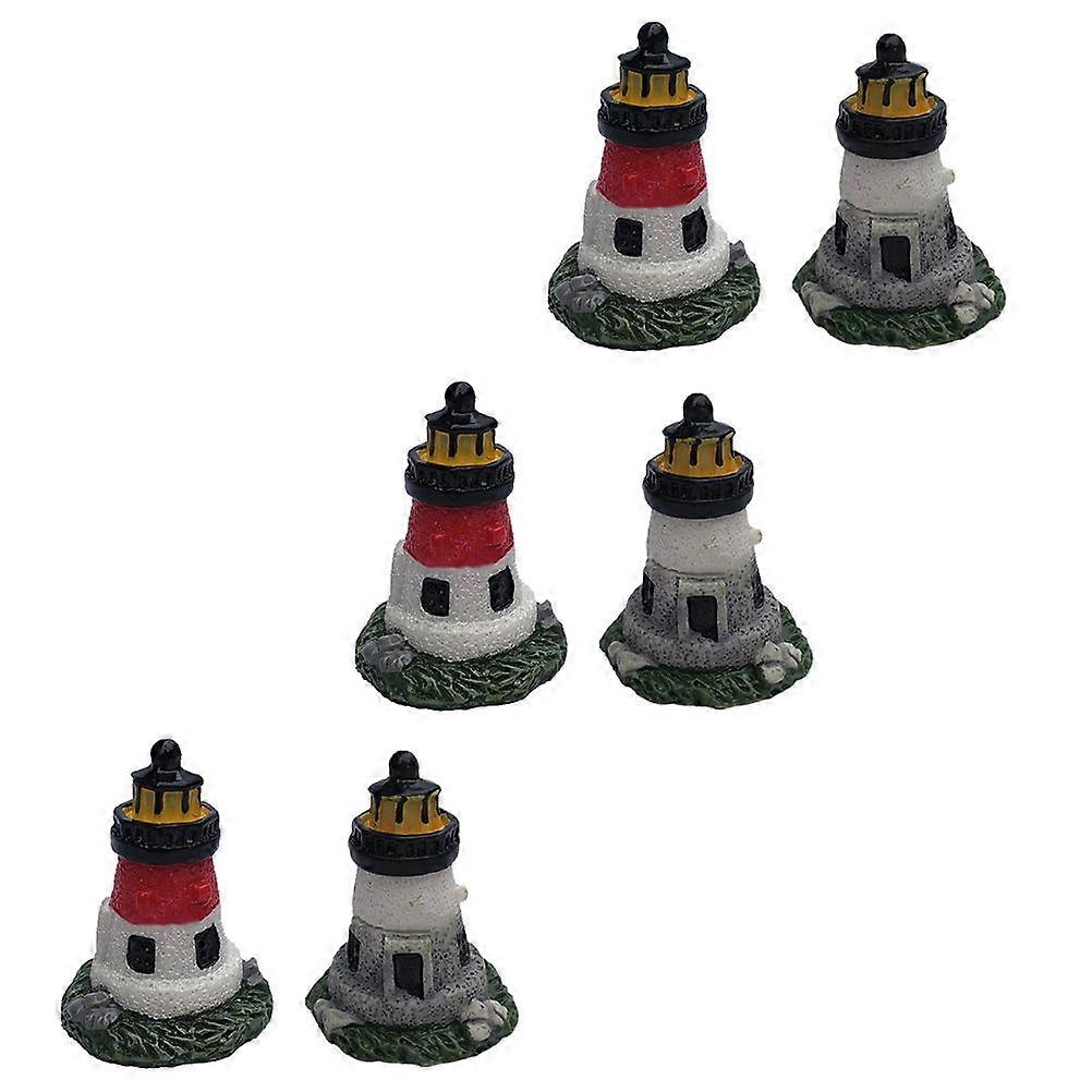 Mini Beacon Model Decor Resin Beacon Shaped Yard Decor 4.00X3.00X3.00CM Diy Assembling 6Pcs