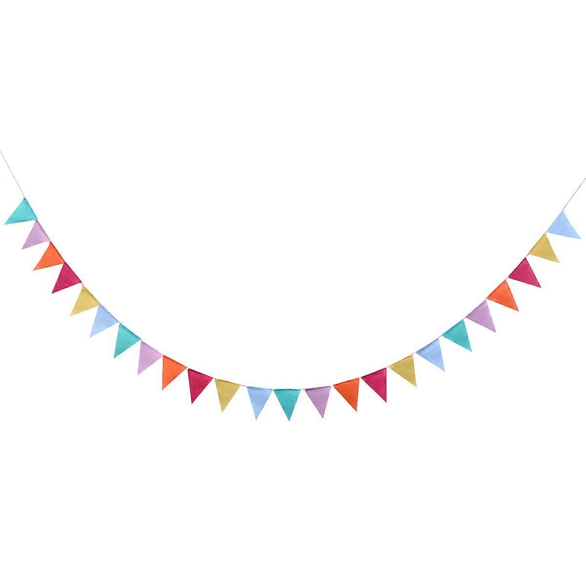 Pennant Banner Colorful Flags Linen for Party Decoration 24 Pieces