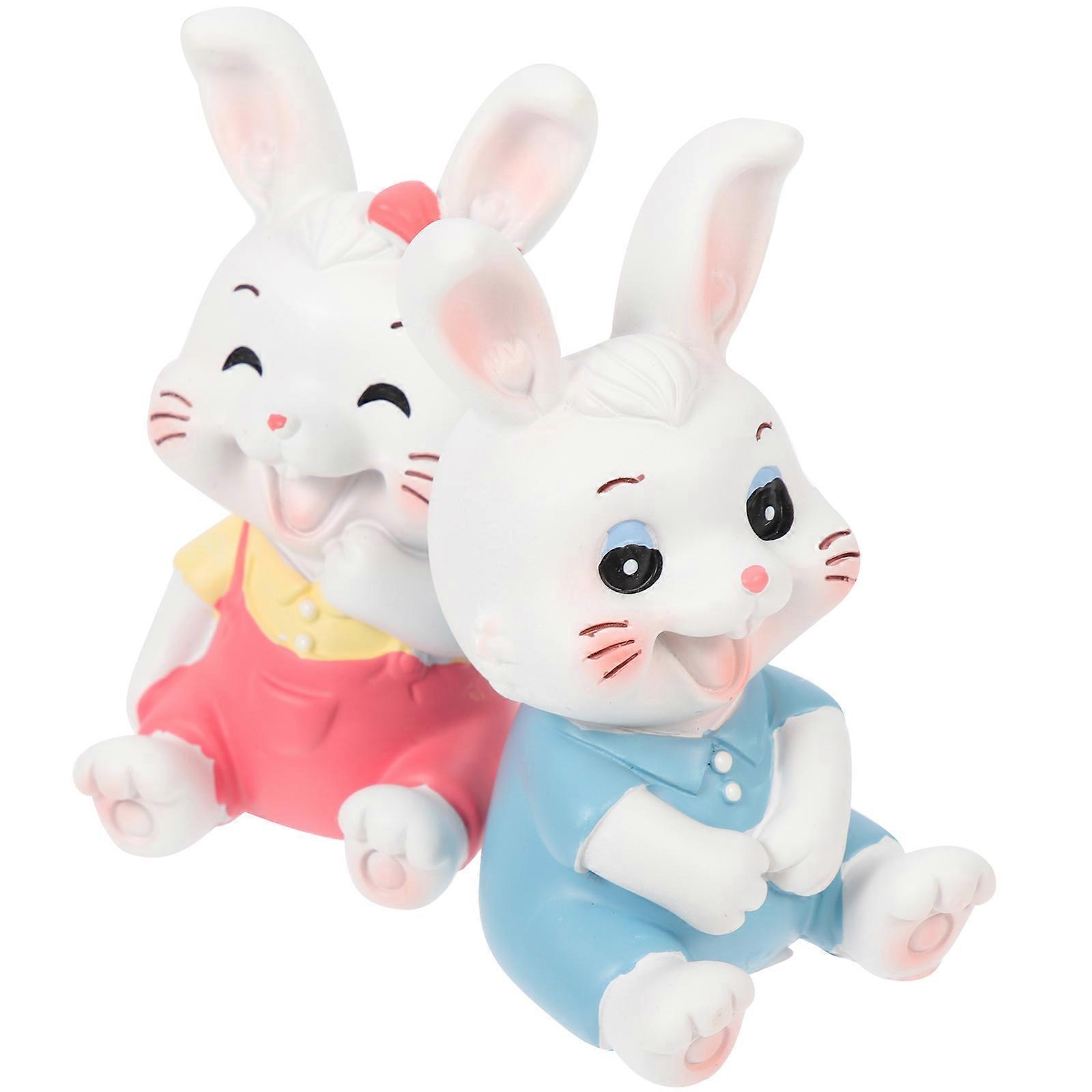 Assorted Color Rabbit Figurines Resin Bunny Decor for Cabinet 10Pcs