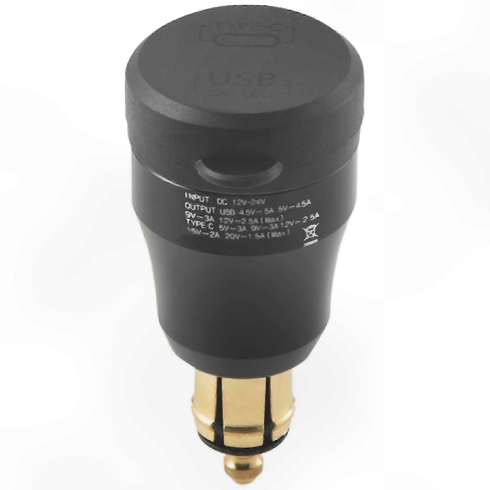 USB Type-C Motorcycle Charger Adapter with Hella Din Plug, QC3.0, 12V/24V, Waterproof Design for Bikes and Scooters