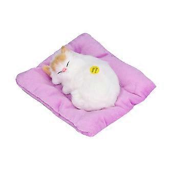 Gatos falsos Sleeping Kitten Doll Toy Simulation Gato Adormecido On Pad Brinquedo Pet Interativo com Som Ativo CarbonYellow Ear Cat Shape