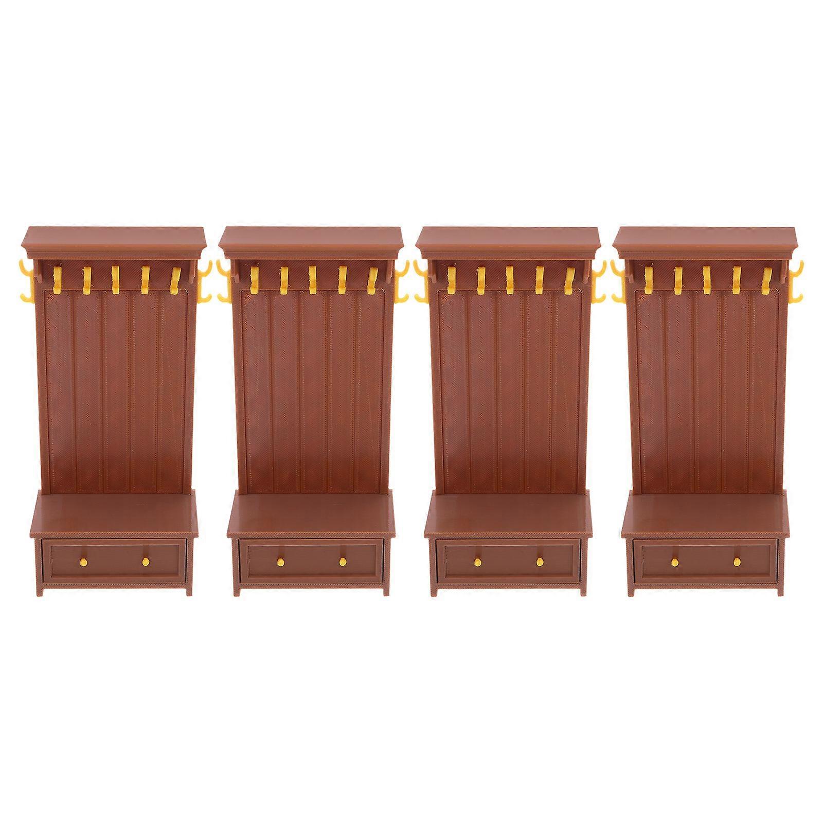 Dollhouse Cabinet Model for Organizing with 8Pcs Brown Mini Storage Shelves