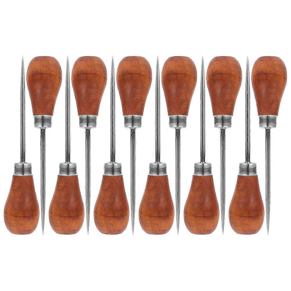 Ergonomic Wooden Handle Bookbinding Awl Tool For Diy Enthusiasts And Craft Makers Crafting And Shoe Repair 12Pcs