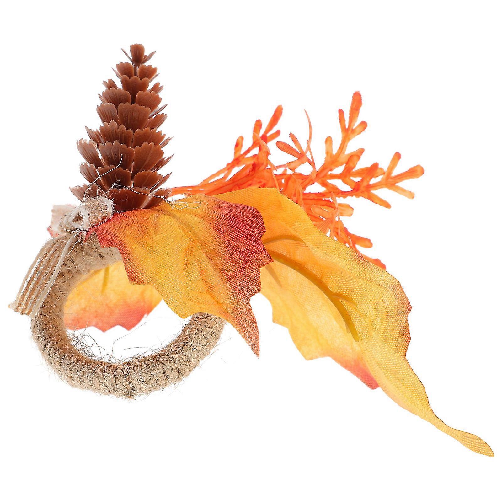 Party Napkin Ring Maple Leaf Buckles for 4Pcs Table Setting