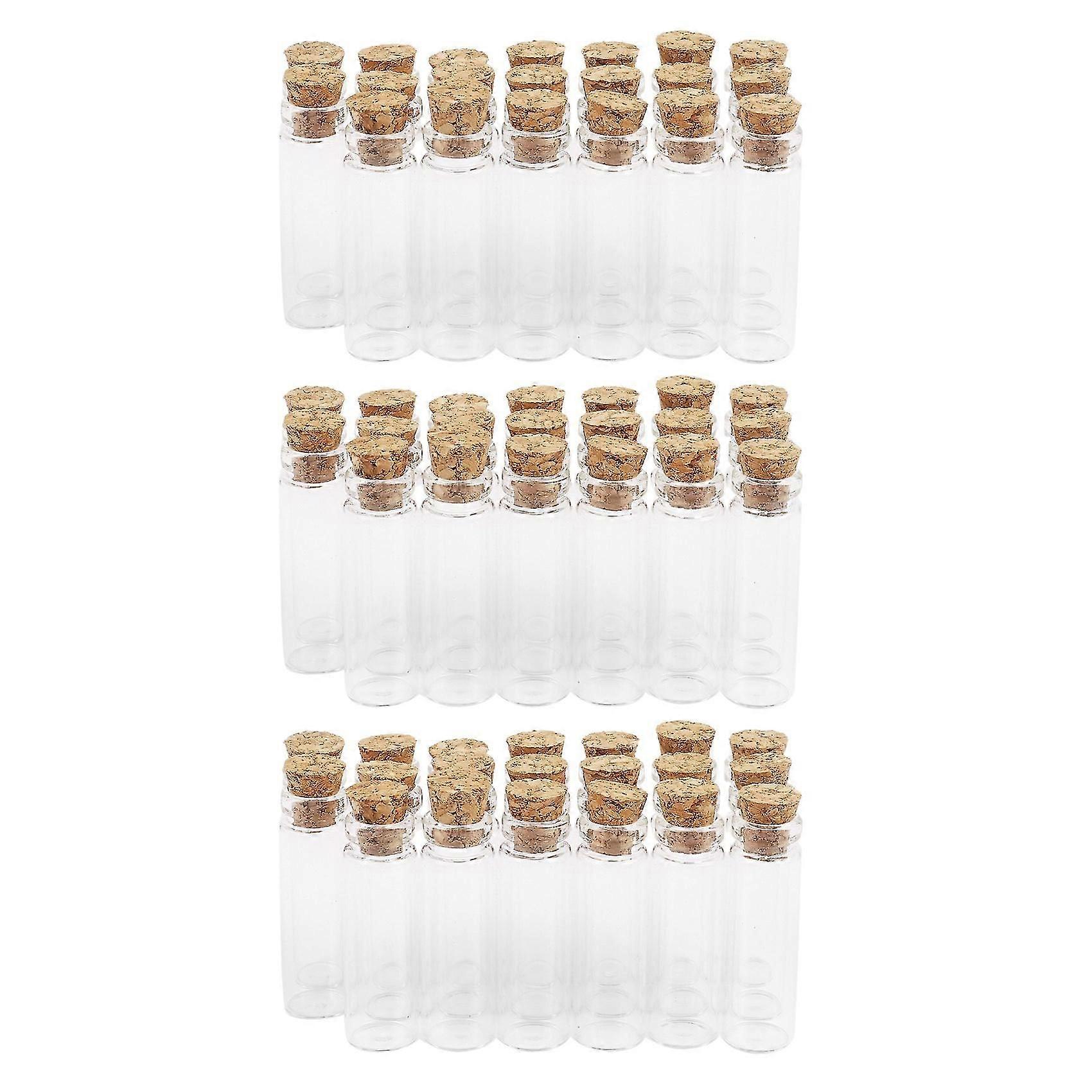60pcs 11x32mm Tiny Mini Empty Clear Cork Glass Bottles Vials 2ml
