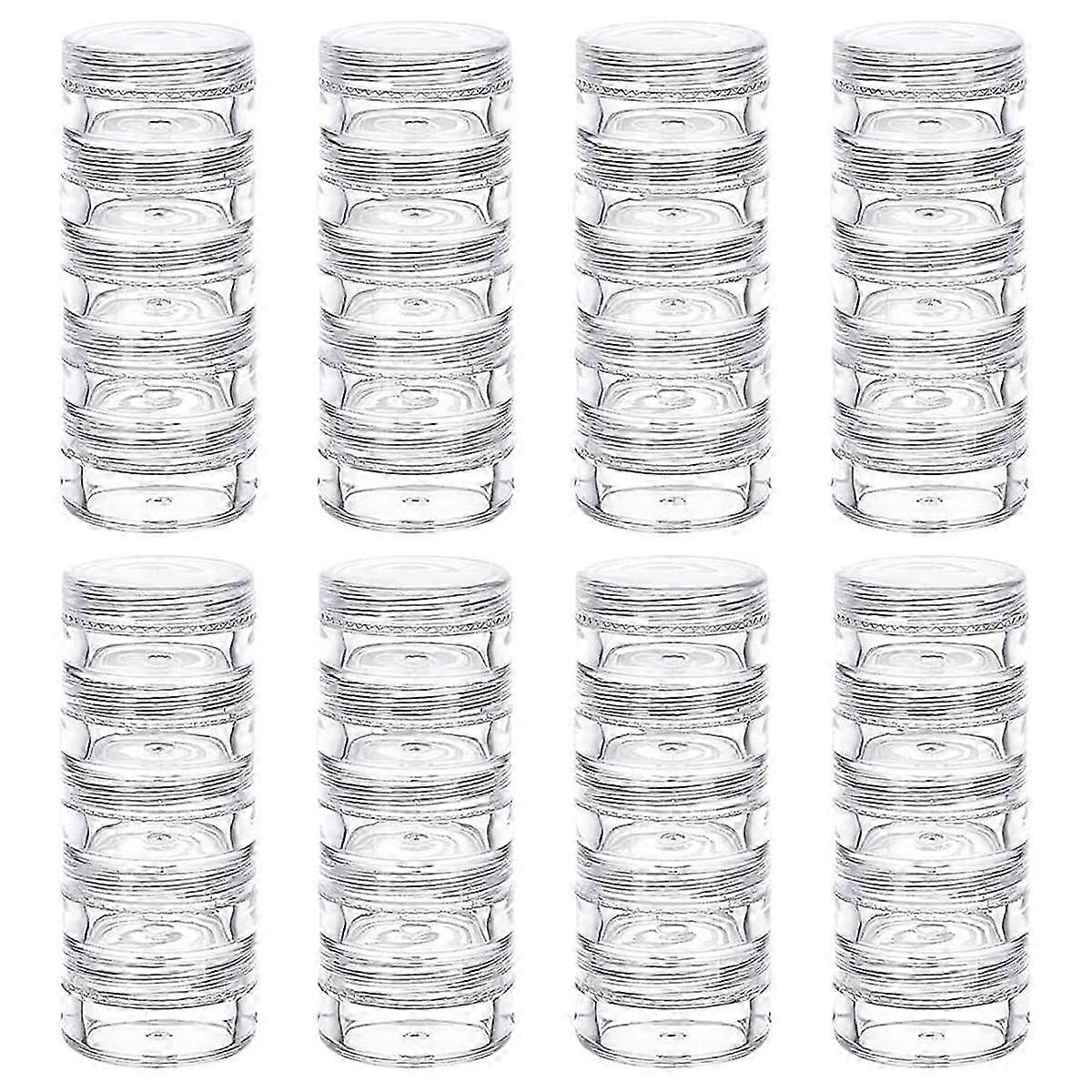 5G/5ML Stackable Round Plastic Containers 8 Column(5 Layer/Column) Bead Storage Jars for Seed Beads