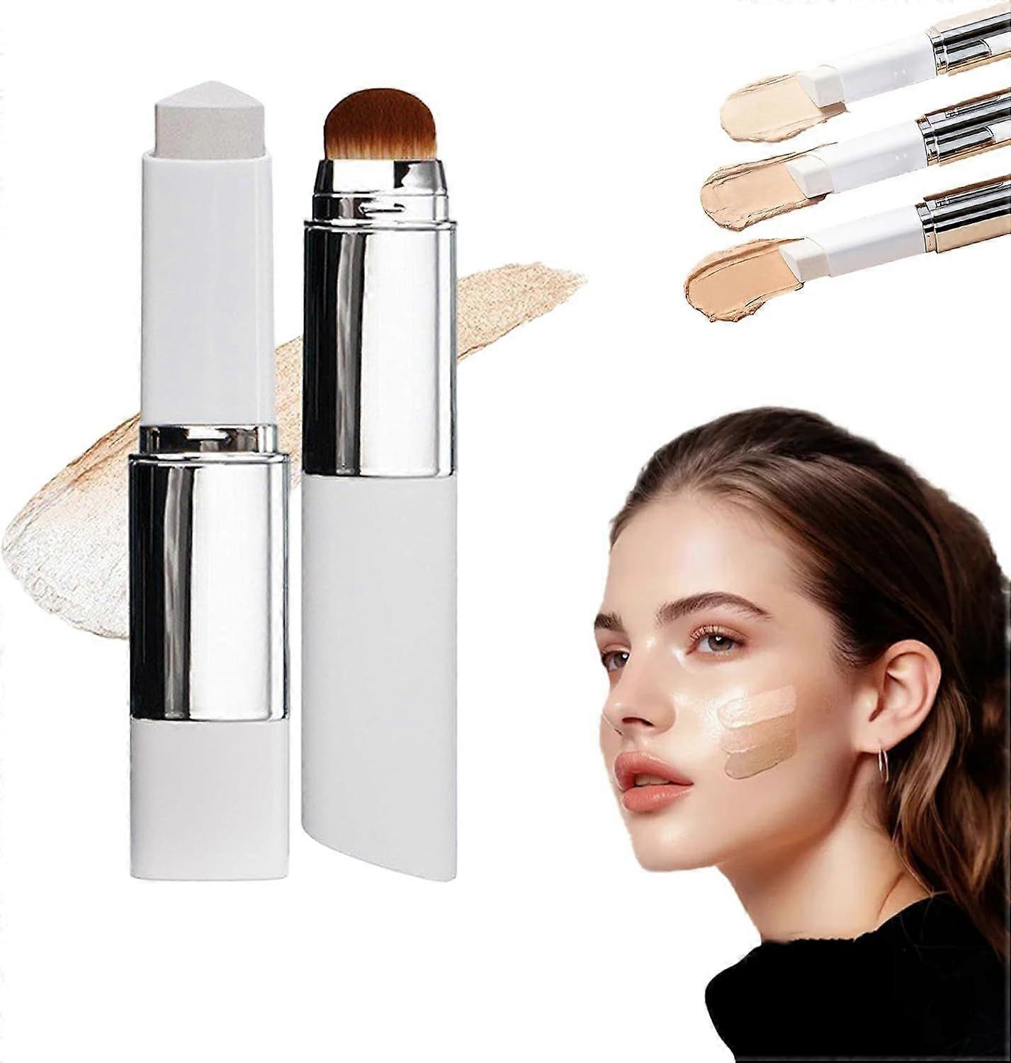 Blanc Cover Cream Stick V, 2025 Upgraded White Foundation Stick, Color Changing Foundation Stick, with Detachable Brush - Full to Medium Coverage Base